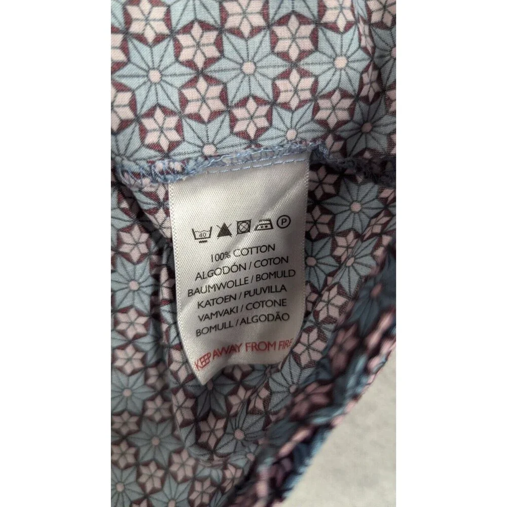 DEREK ROSE‎ Pajama Top Women Medium Floral Print Button Front Long Sleeve PJ